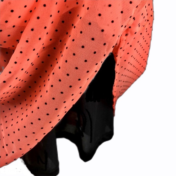 Eric + Lani neon peach and black polkadot dress - Picture 5 of 8